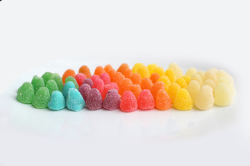 Gummy candies with sugar of many colors