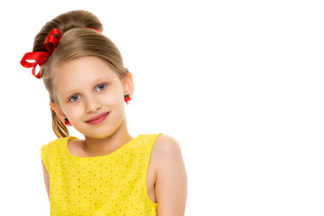 Portrait of a little girl close-up.