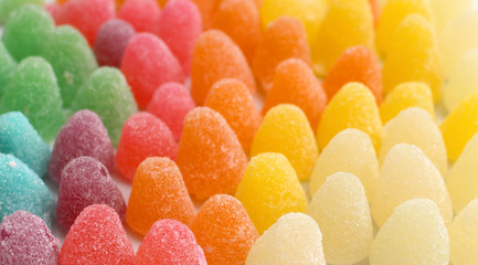 Gummy candies with sugar of many colors