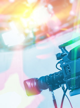 TV NEWS studio with camera and lights