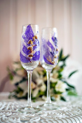 floral composition in the flutes