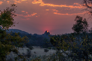 Amazing sunset behind balancing rocks, Matobo hills, Zimbabwe