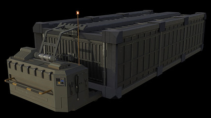 Transport Container and Trailer - science fiction illustration isolated on black © Algol