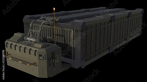 "Transport Container and Trailer - science fiction illustration isolated on black" Stock photo and royalty-free images on Fotolia.com - Pic 220581198