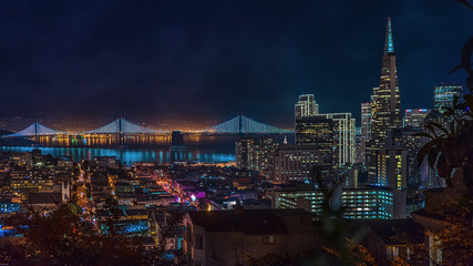 Fototapeta na wymiar San Francisco night view from Russian Hill