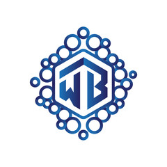 W B Initial letter hexagonal logo vector