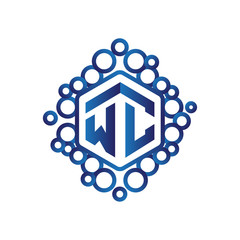 WC Initial letter hexagonal logo vector