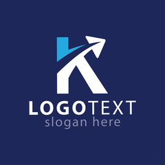 K letter with plane travel logo icon vector template