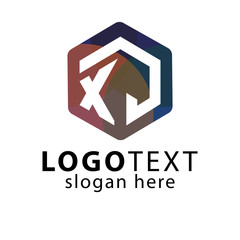 X J Initial letter hexagonal logo vector