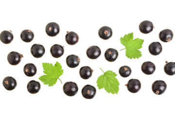 black currant isolated on white background with copy space for your text. Top view. Flat lay pattern