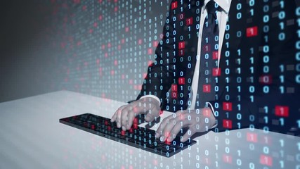 Digital communication technology concept. Binary code. - Powered by Adobe