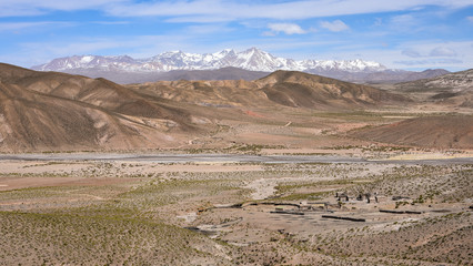 Fototapeta na wymiar Dramatic landscapes of the mountains of the Cordillera de Lipez, in Sur Lipez Province, Potosi department, Bolivia