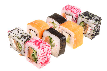 sushi roll isolated on white background without a shadow