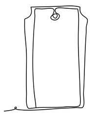 Wood cutting board Vector illustration isolated on white background. Continuous line drawing. Vector monochrome, drawing by lines