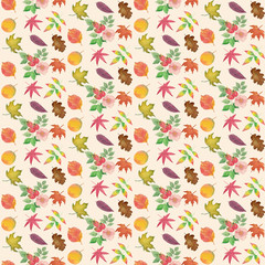 Plakat Watercolor Fall leaves pattern