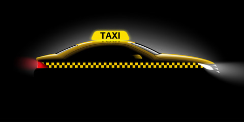 Realistic car taxi side view - obrazy, fototapety, plakaty