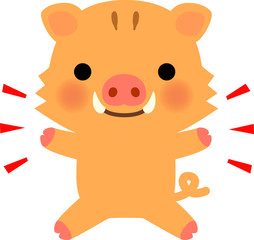 笑顔のイノシシのキャラクター