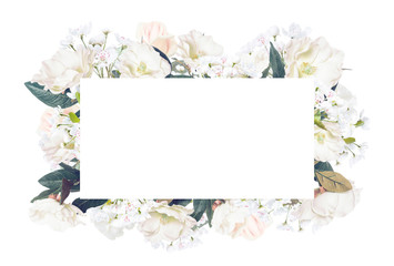 Abstract design of flowers frame isolated over white background