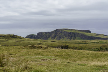 The landscape of the Isle of Muck, an island in the Inner Hebrides of Scotland