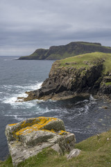 Fototapeta na wymiar Dramatic sea cliffs on the Island Of Muck, off the west coast of Scotland