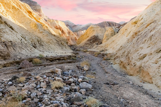 Morning Lights at Golden Canyon Interpretive Trail. Death Valley National Park, California, USA.