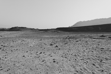 Stone desert in black and white