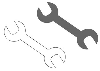 Wrench colorful and in black and white colors, icon. Vector illustration.