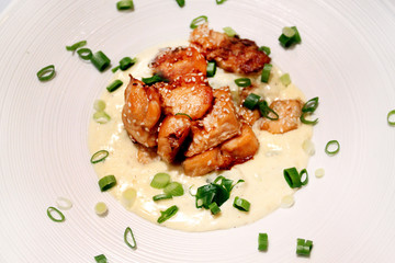 Photo of delicious macro slices of salmon