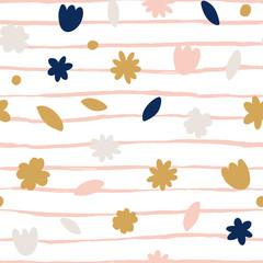 Hand drawn abstract seamless pattern. Autumn leaves background