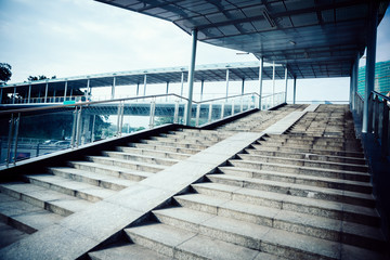 Overpass stairs in the city
