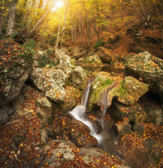 Waterfall river into canyon.