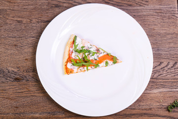 Pizza with salmon
