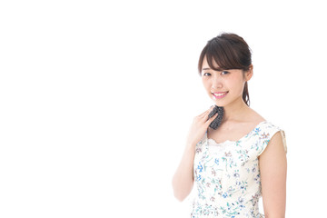 Young woman suffering from extreme heat