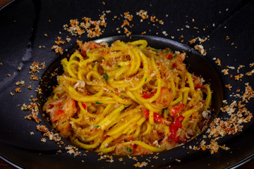 Spaghetti with crab meat