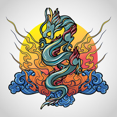 Dragon tattoo logo icon design, vector illustration