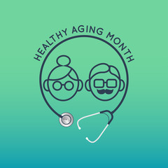 Healthy Aging Month vector logo icon illustration
