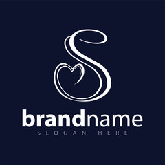 Fototapeta premium S letter love logo icon vector template