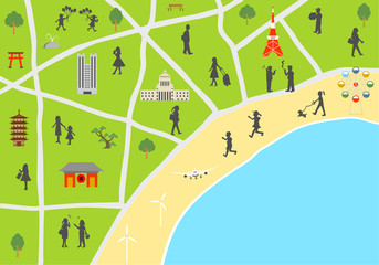 Fototapeta premium 東京 マップ