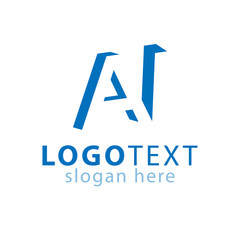 AI initial letter with negative space logo icon vector template