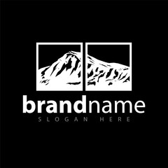 Mountain in square logo icon vector template
