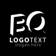 B Q initial letter with negative space logo icon vector template