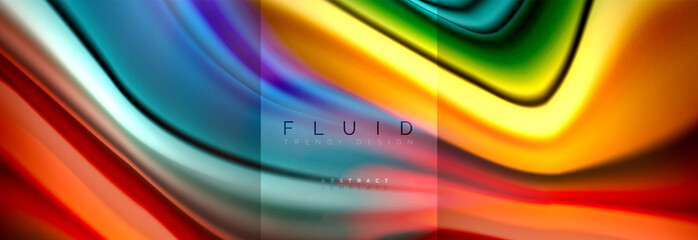 Rainbow fluid abstract shapes, liquid colors design, colorful marble or plastic wavy texture background, multicolored template for business or technology presentation or web brochure cover design