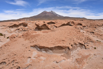 Lava rock formations of the Mirador Volcan Ollague, in the Nor Lipez Province, Uyuni, Bolivia
