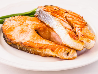 Grilled salmon and vegetables