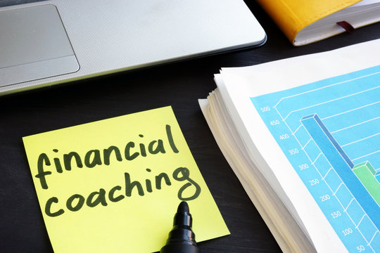 Memo Stick With Words Financial Coaching. Education Concept.