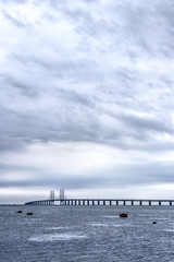 Fototapeta na wymiar View to the famous Oresund Bridge between Sweden and Denmark