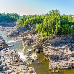 Rocky river bed of Saint John river in Grand Falls - Canada