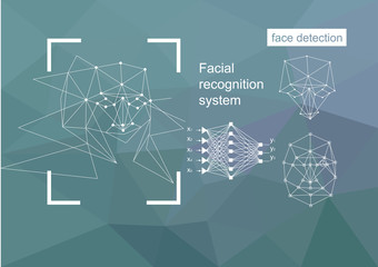 Technologies, approaches to face recognition, vector concept. 