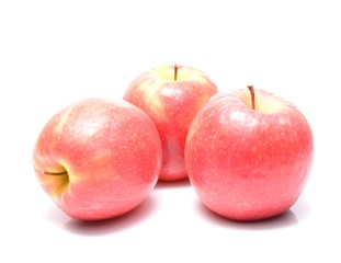 Pink Lady apples on white background