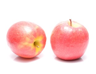 Pink Lady apples on white background